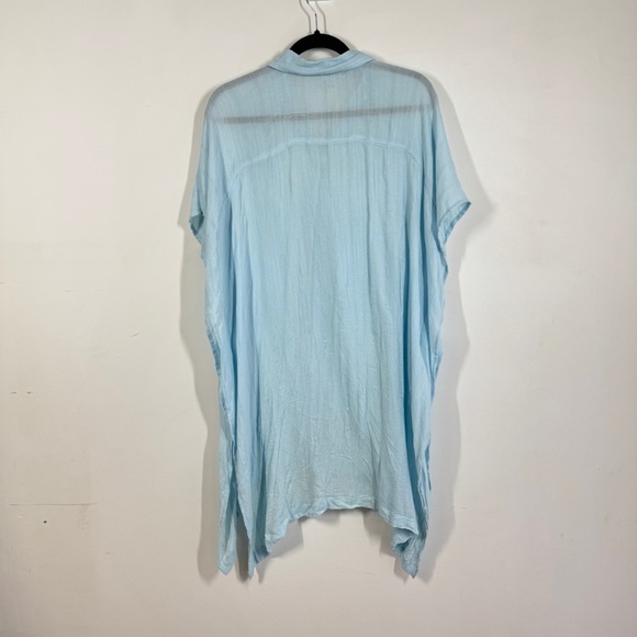 L*Space Light Blue Oversized Beach Cover Up Viscose Button Down Shirt Dress XS/S - Picture 5 of 13